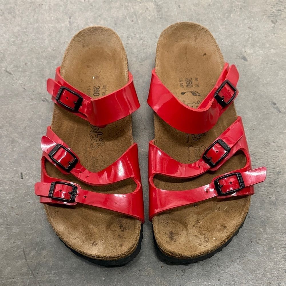 Birkenstock Kids Red Triple Strap Sandals